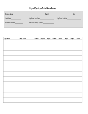 Payroll Service Enter Hours Form