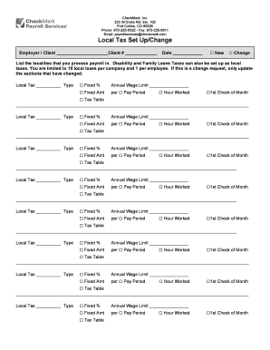 Local Tax Setup/Change Form