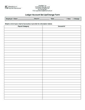 Ledger Account Set Up/Change Form