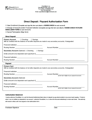 Direct Deposit Authorization Form