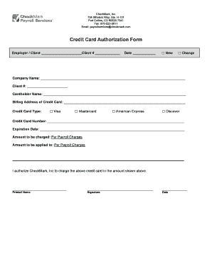 Credit Card Authorization Form
