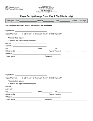 Payee Set Up/Change Form