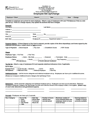 Employee Set Up/Change Form