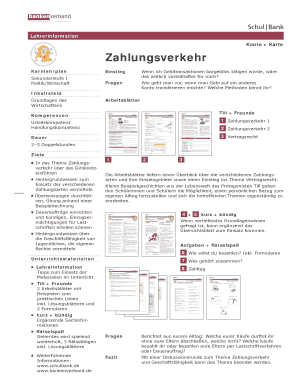 Lehrerinformation Konto + Karte