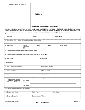 Alien Application and Agreement