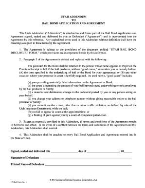 Utah Bail Bond Application Addendum