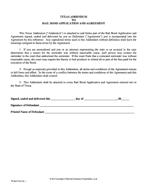 Texas Bail Bond Application Addendum