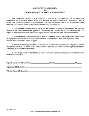 Connecticut Indemnitor Application Addendum