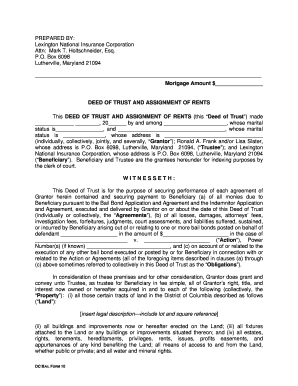 Deed of Trust and Assignment of Rents