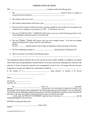 Certification of Trust