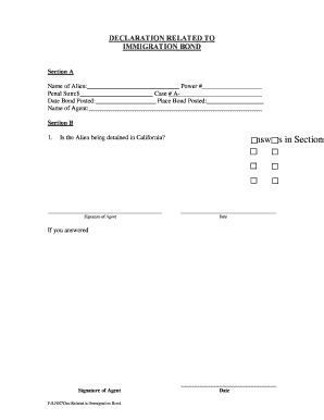 Declaration Related to Immigration Bond