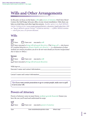 Wills and Powers of Attorney Checklist