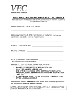 Electric Service Application Form