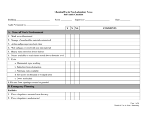 Chemical Use in Non-Laboratory Areas Self-Audit Checklist