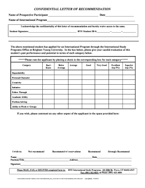 Confidential Letter of Recommendation