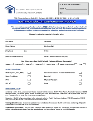 Health Professional Student Membership Application