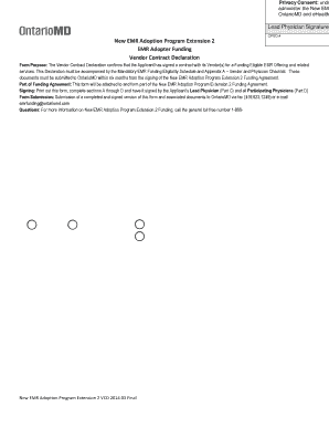 Vendor Contract Declaration for EMR Funding
