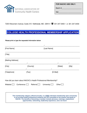 College Health Professional Membership Application
