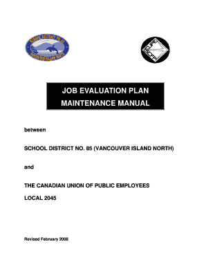 JOB EVALUATION PLAN MAINTENANCE MANUAL - sd85-websrv2012 sd85 bc