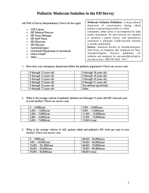 Pediatric Moderate Sedation Survey