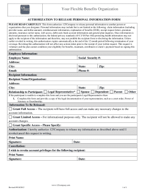 Authorization to Release Personal Information Form