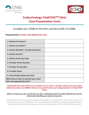 Endocrinology Diabetes Case Presentation Form