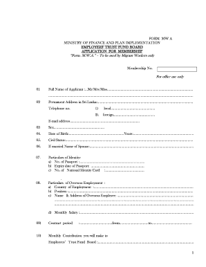 Migrant Workers Application for Membership