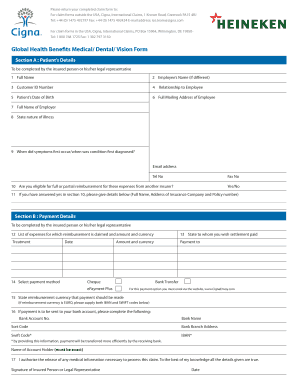 Global Health Benefits Medical Dental Vision Form