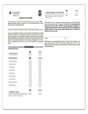 Proxy Form for Annual and Special Meeting of Shareholders