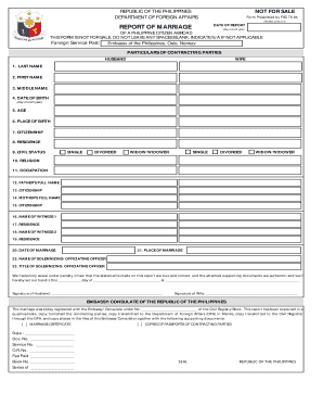 Philippines Marriage Report Form