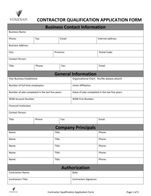 Contractor Qualification Application Form
