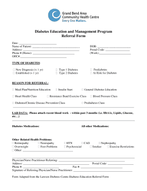 Diabetes Education Referral Form