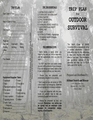 Outdoor Trip Plan Essentials Checklist