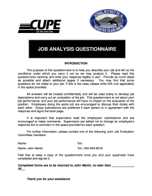 Job Analysis Questionnaire