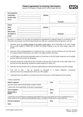 Home Oxygen Consent Form