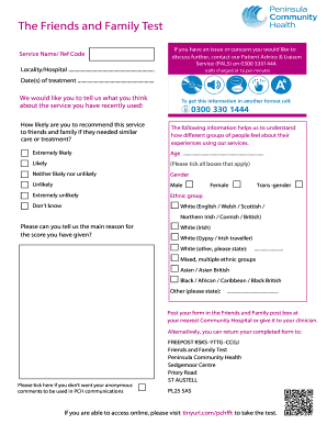 Friends and Family Test Feedback Form