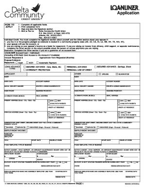 Delta Community Credit Union Loan Application