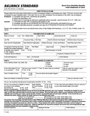 Short-Term Disability Benefits Claim Form