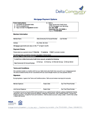 Mortgage Payment Options Form
