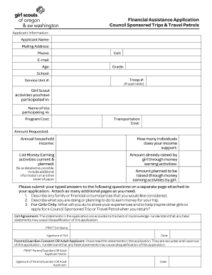 Girl Scouts Financial Assistance Agreement