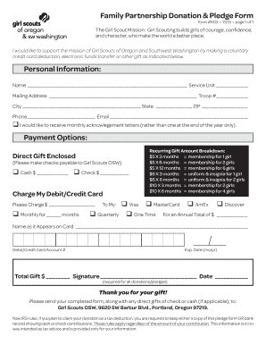 Girl Scouts Donation and Pledge Form