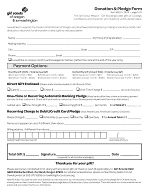 Girl Scouts Donation and Pledge Form