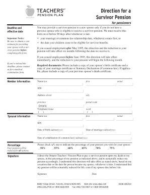 Survivor Pension Application Form