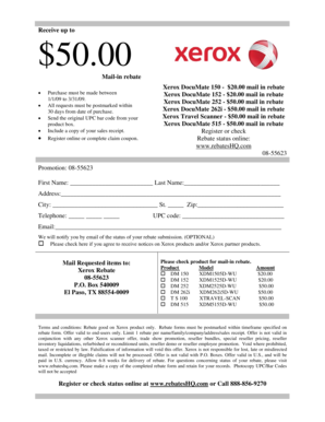 Xerox DocuMate Mail-in Rebate Form