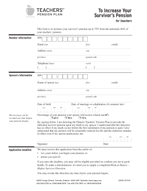 Survivor’s Pension Increase Form for Teachers
