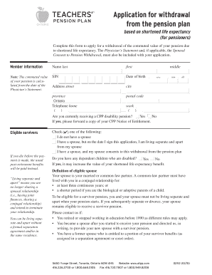 Shortened Life Expectancy Pension Withdrawal Form
