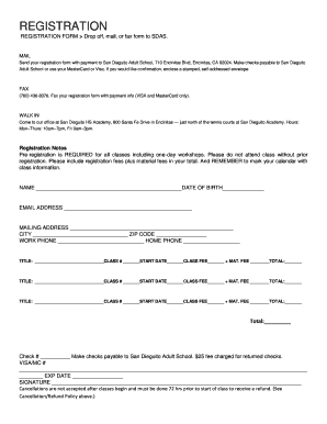 San Dieguito Adult School Registration Form