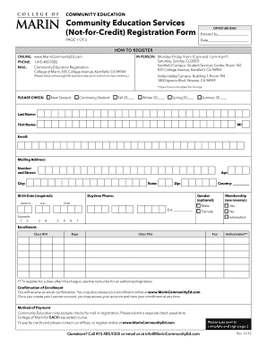 Community Education Registration Form