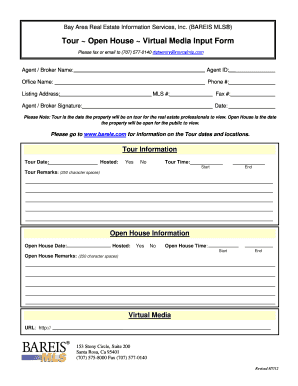 BAREIS Tour Open House Virtual Media Input Form