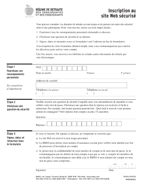 Inscription au site Web sécurisé